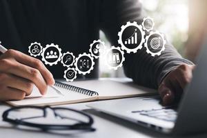 Business planning concepts, high-performance business processes and workflows and problem solving, quality control and long-term business evaluation tracking. photo