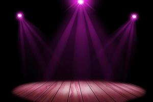 Pink lighting on stage with floor wood