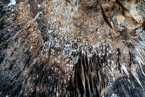 estalactitas en la cueva de khao bin en ratchaburi, tailandia. foto