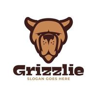 Funny logo mascot cartoon grizzly bear vector
