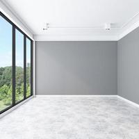loft empty room with frame window and concrete floor. 3d rendering photo
