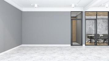 Minimalist loft empty room with gray wall and concrete floor. 3d rendering photo