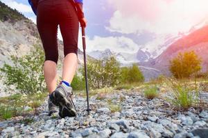 Nordic walking in the high mountains photo