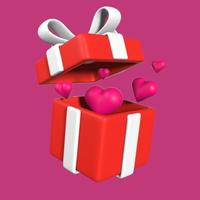 3D Box Open Illustration with Flying Love photo