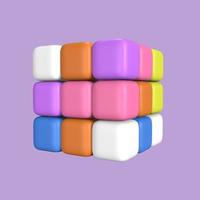 Cute 3D Rubics Cube Illustration Side View photo