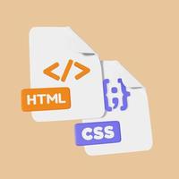 Stylized 3D HTML CSS File Illustration photo