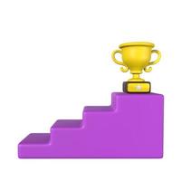 Stylized 3D Stairs Illustration with Trophy photo