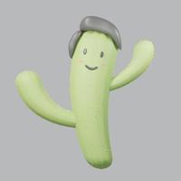 Representación 3d del icono de cactus en un fondo limpio para maquetas y banner web. diseño de interfaz de dibujos animados. concepto de metaverso mínimo. foto