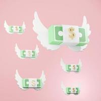 Representación 3d del icono del paquete de dinero en un fondo limpio para maquetas y banner web. diseño de interfaz de dibujos animados. concepto de metaverso mínimo. foto