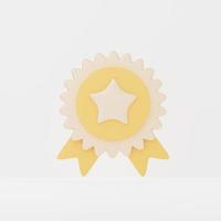 3d rendering of Winner Medal Award icon on clean background for mock up and web banner. Cartoon interface design. minimal metaverse concept. photo