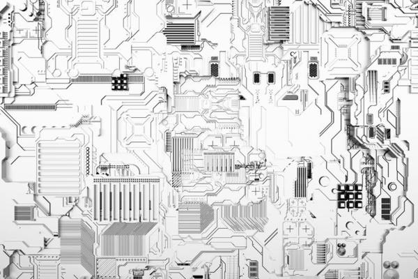 Detail of a futuristic  machine. 3D illustration of a futuristic wall made of various details.