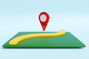 3d illustration of an icon with a red destination point on the map. navigation marker photo