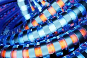 3D rendering  glowing neon round fractal, portal on black isolated background photo