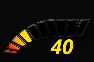 3d illustration of  measuring speed icon. Colorful speedometer icon, speedometer pointer points to orange normal color photo