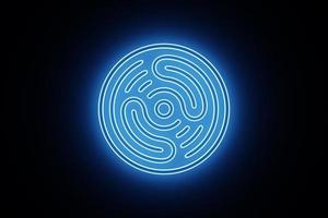 3D rendering abstract blue round fractal, portal. Colorful round spiral. photo