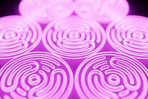 3D rendering abstract pink round fractal, portal. Colorful round spiral. photo