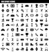 100 sport icon set, simple style