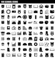 100 conjunto de iconos escolares, estilo simple vector