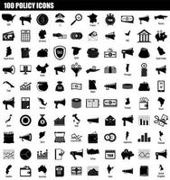 100 conjunto de iconos de política, estilo simple vector