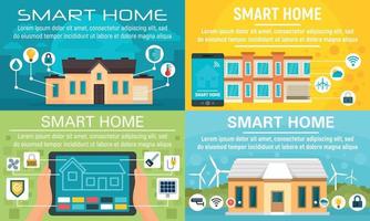 Smart home banner set, flat style vector