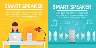 Smart speaker banner set, flat style vector