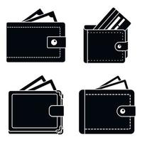 Wallet leather icons set, simple style vector