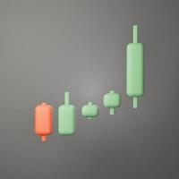 3d rendering of Bullish or Bearish Candlesticks graph Chart for trading Cryptocurrency icon on clean background for mock up and web banner. Cartoon interface design. minimal metaverse concept. photo