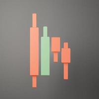 3d rendering of Bullish or Bearish Candlesticks graph Chart for trading Cryptocurrency icon on clean background for mock up and web banner. Cartoon interface design. minimal metaverse concept. photo