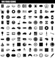 100 conjunto de iconos de comida, estilo simple vector