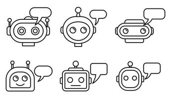 Chatbot ai icons set, outline style vector