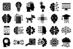 Artificial intelligence icons set, simple style vector