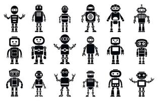 Humanoid character icons set, simple style vector