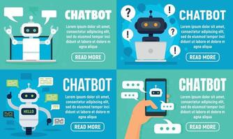 conjunto de banners de chatbot, estilo plano vector