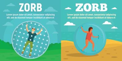 Zorb banner set, flat style vector