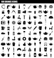 100 drinks icon set, simple style vector