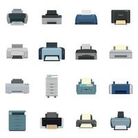 Printer office copy document icons set flat style vector
