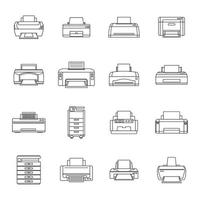Printer office copy document icons set outline style vector