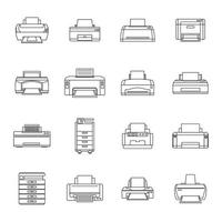 Printer office copy document icons set outline style vector