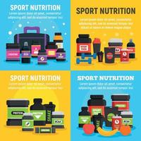 conjunto de banners de nutrición deportiva, estilo plano