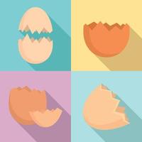 Eggshell icons set, flat style vector