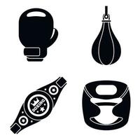 Boxing tool icons set, simple style vector