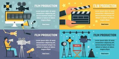 Film production banner set, flat style vector