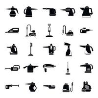 conjunto de iconos de limpiador de vapor doméstico, estilo simple vector