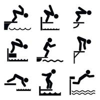 Diving board icons set, simple style vector