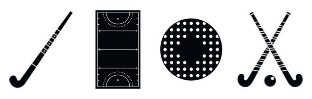 Grass field hockey icons set, simple style vector