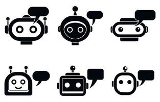 Chatbot mobile icons set, simple style vector