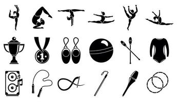 Sport rhythmic gymnastics icons set, simple style vector