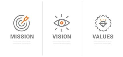 Mission. Vision. Values. Web page template. Modern flat design concept. Vector EPS 10.