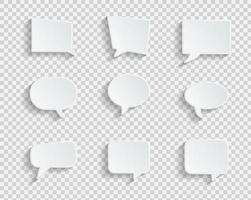 White blank speech bubbles isolated vector set. Infographic design thought bubble on the transparent background. Eps 10 vector file.