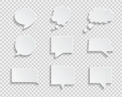 White blank speech bubbles isolated vector set. Infographic design thought bubble on the transparent background. Eps 10 vector file.